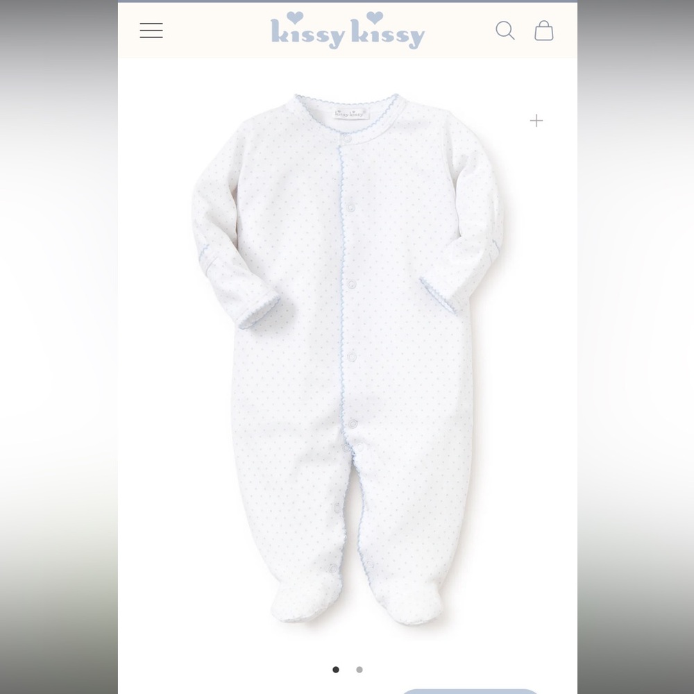 Kissy Kissy White and blue dotted Footie One Piece
